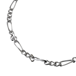 Bracelet en argent rhodié, maille cheval alternée 1-3