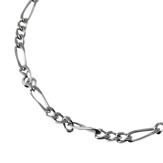 Bracelet en argent rhodié, maille cheval alternée 1-3