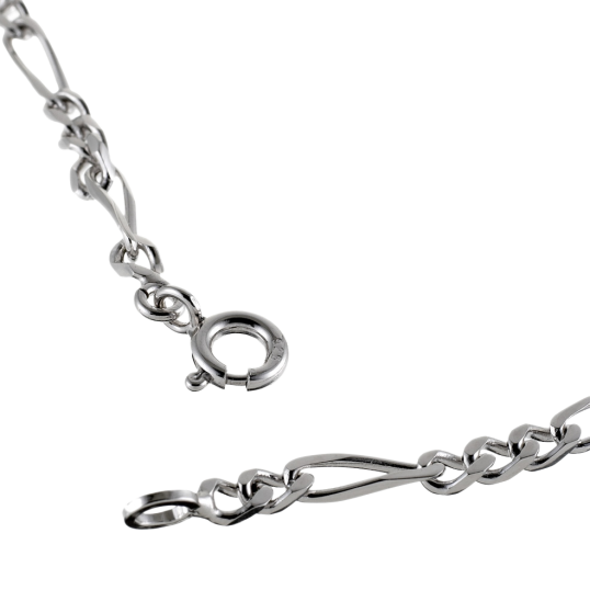 Bracelet en argent rhodié, maille cheval alternée 1-3