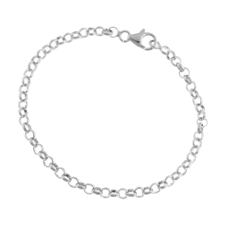 Bracelet en argent rhodié, maille jaseron