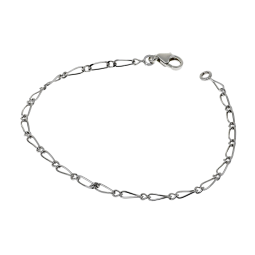 Bracelet en argent rhodié maille cheval alternée 1-1