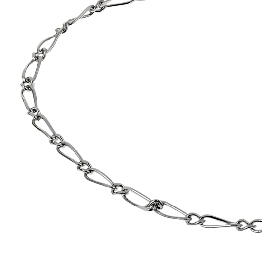 Bracelet en argent rhodié maille cheval alternée 1-1