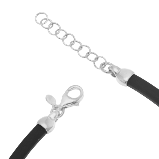 Bracelet en argent rhodié et silicone, ancre marine , junior Bracelet en argent rhodié et silicone, ancre marine , junior