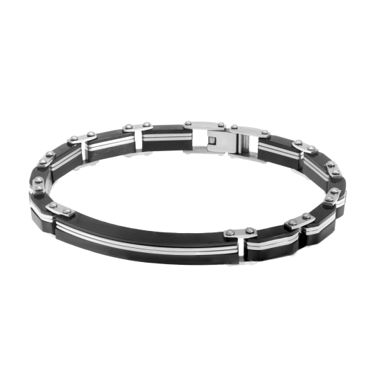 Bracelet en acier et acier noir
