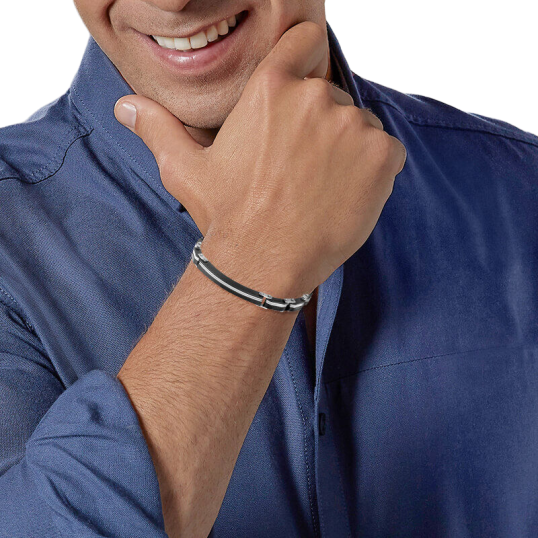 Bracelet en acier et acier noir
