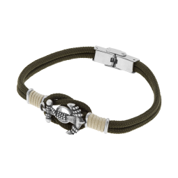 Bracelet cordon et acier, ancre marine