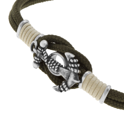 Bracelet cordon et acier, ancre marine