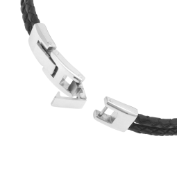 Bracelet double cuir tressé en acier, plaque rectangle 10 mm