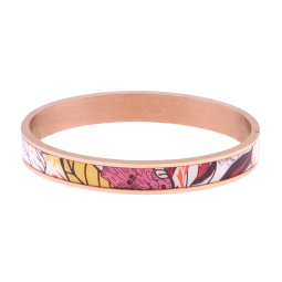 Bracelet jonc en acier rose, motif imprimé