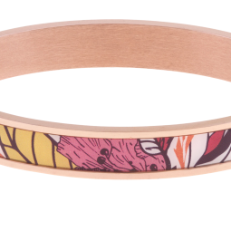 Bracelet jonc en acier rose, motif imprimé