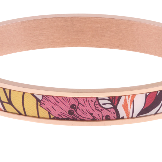 Bracelet jonc en acier rose, motif imprimé