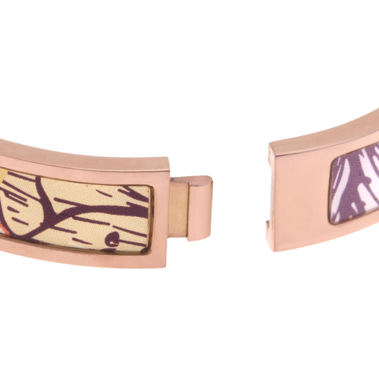 Bracelet jonc en acier rose, motif imprimé