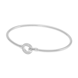 Bracelet jonc en argent rhodié et oxydes de zirconium