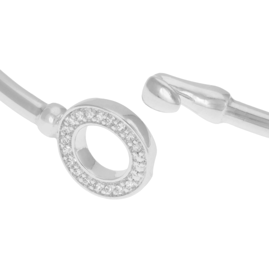 Bracelet jonc en argent rhodié et oxydes de zirconium
