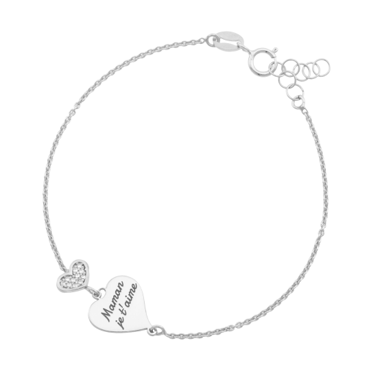 Bracelet en argent rhodié et oxydes de zirconium, maman je t'aime