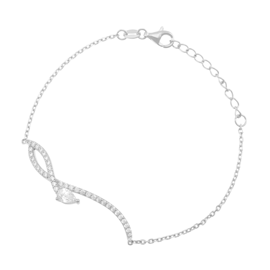 Bracelet en argent rhodié et oxydes de zirconium