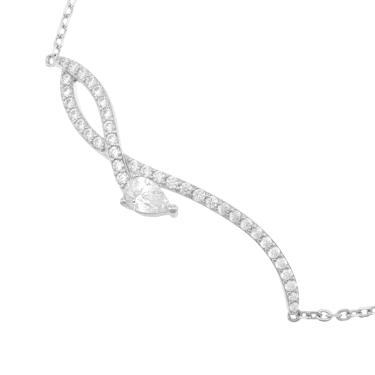 Bracelet en argent rhodié et oxydes de zirconium