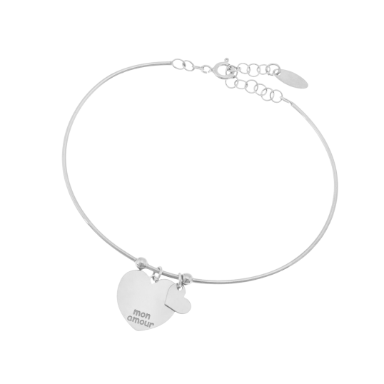 Bracelet jonc en argent rhodié
