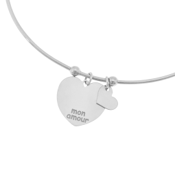 Bracelet jonc en argent rhodié
