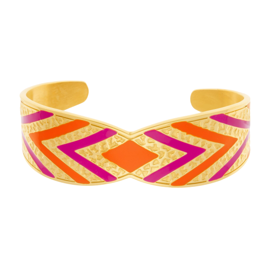 Bracelet jonc en acier doré et laque