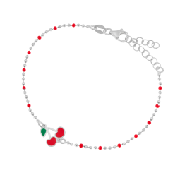 Bracelet en argent rhodié et laque, cerise