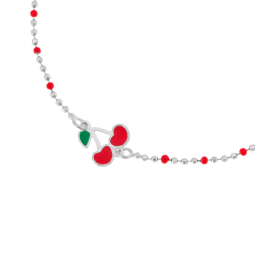 Bracelet en argent rhodié et laque, cerise
