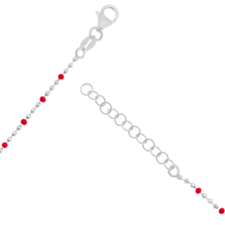 Bracelet en argent rhodié et laque, cerise