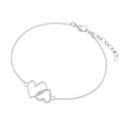 Bracelet en argent rhodié et oxydes de zirconium, coeurs