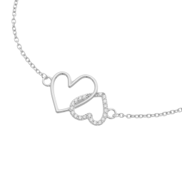 Bracelet en argent rhodié et oxydes de zirconium, coeurs