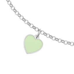 Bracelet en argent rhodié et laque, coeurs