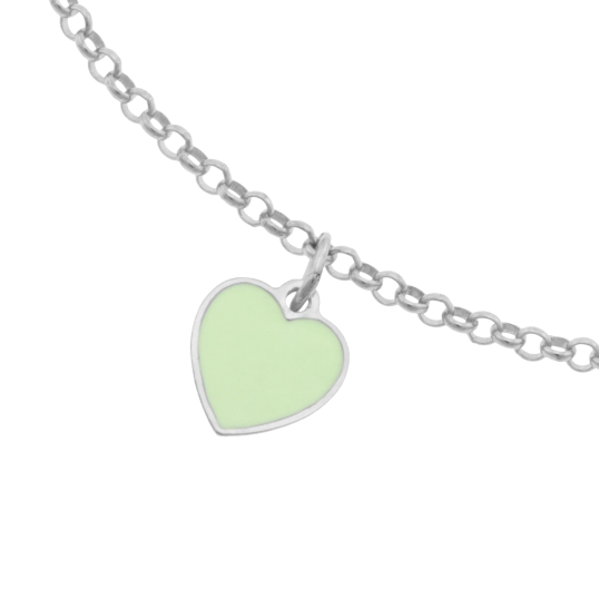 Bracelet en argent rhodié et laque, coeurs