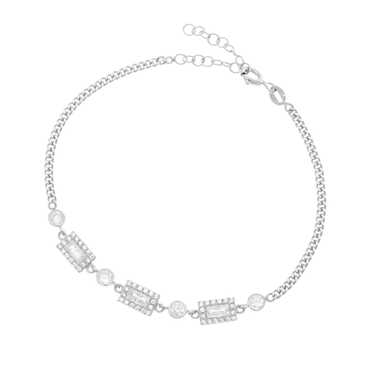 Bracelet en argent rhodié et oxydes de zirconium Bracelet en argent rhodié et oxydes de zirconium