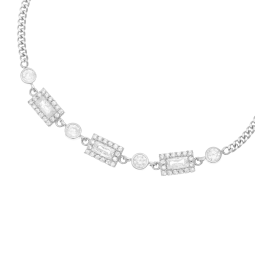 Bracelet en argent rhodié et oxydes de zirconium