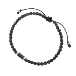 Bracelet cordon en acier, pierres synthétiques et carbone 
