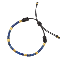 Bracelet cordon en acier et lapis lazuli