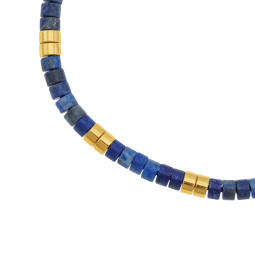 Bracelet cordon en acier et lapis lazuli