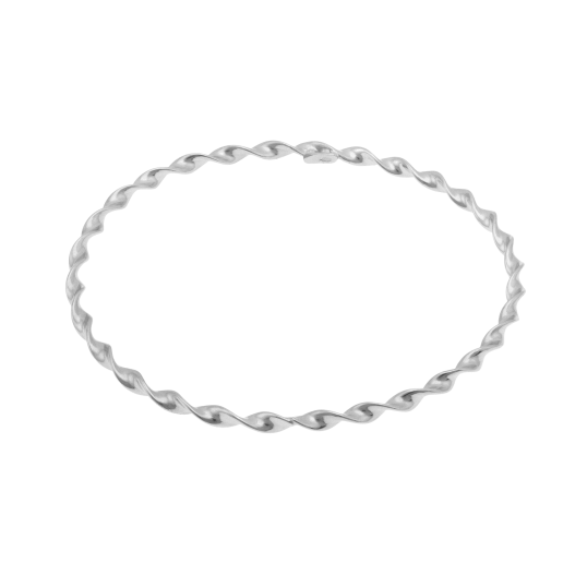 Bracelet jonc torsadé en argent rhodié