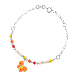 Bracelet en argent rhodié, laque et pierres synthétiques