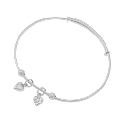 Bracelet jonc réglable en argent rhodié et oxydes de zirconium