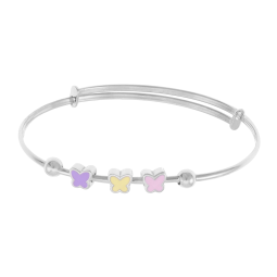 Bracelet jonc réglable en argent rhodié et laque