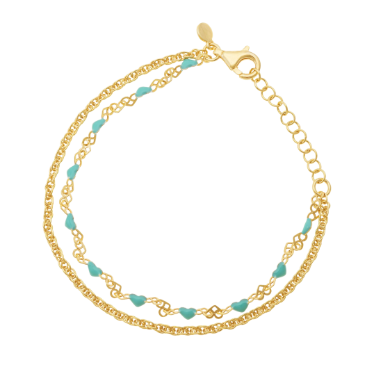 Bracelet en argent doré et laque, coeur