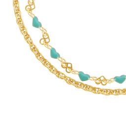 Bracelet en argent doré et laque, coeur