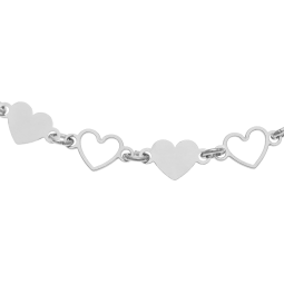 Bracelet en argent rhodié, coeurs