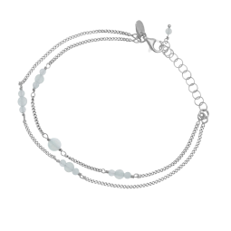 Bracelet en argent rhodié, calcédoines