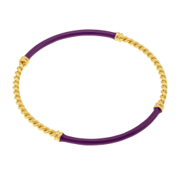 Bracelet jonc en acier doré et laque