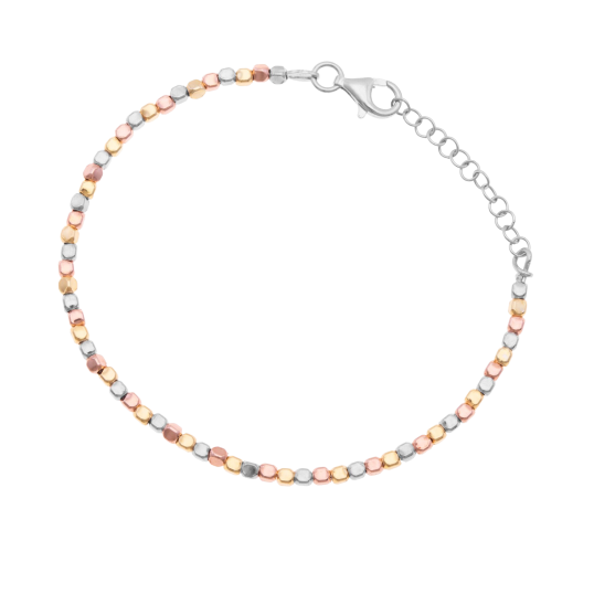 Bracelet en argent rhodié, doré jaune et rose