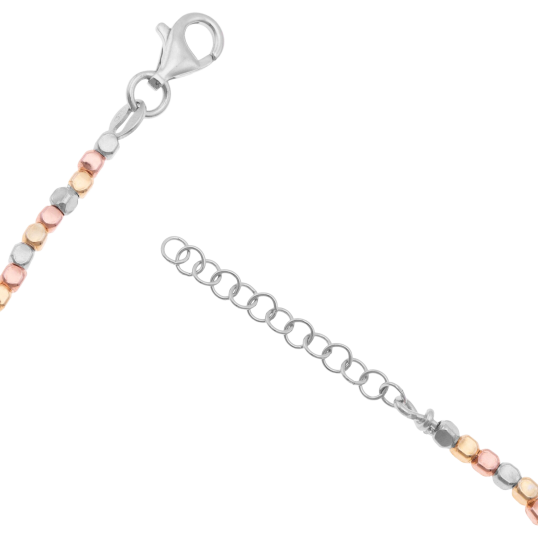 Bracelet en argent rhodié, doré jaune et rose