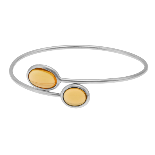 Bracelet jonc en argent rhodié et verres