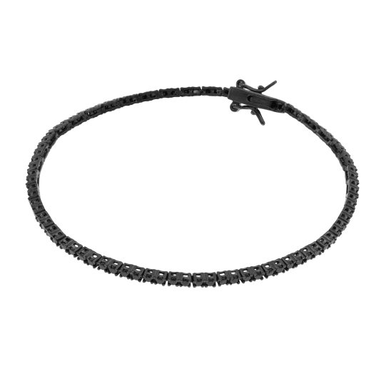 Bracelet en argent rhodié noir et oxydes de zirconium