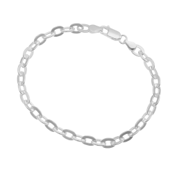 Bracelet en argent rhodié, maille fantaisie